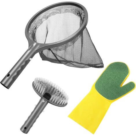 Kit de Nettoyage Piscine, 3PCS Kit d'Accessoires Nettoyage Pool Net avec Filet de Piscine, Brosse & Gant de Récurage pour Piscine Spa Fontaine (1/5)