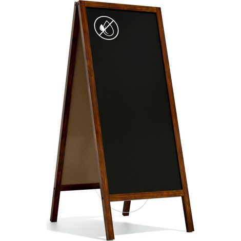 Chevalet Stop Trottoir avec Cadre en Bois Laqué 150x61cm, Chevalet Publicitaire