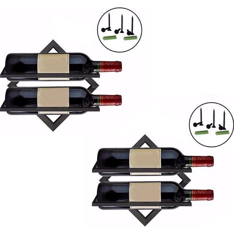 Stück Wandmontierte Weinregale aus Metall, 26,7 x 26,7 cm (10,5 x 10,5 Zoll) Ausstellungsregal für Küche, Bar und Zuhause – Weinregal – Schwarz (1/5)