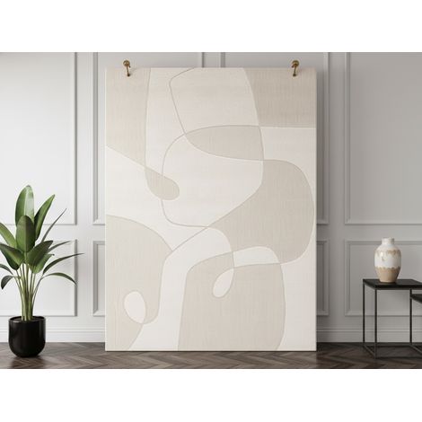BOBOCHIC - Tapis poils ras KAIA motif abstrait 120x170 Beige (1/5)