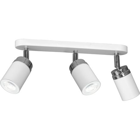 Barra 3 spot orientabili GU10 15W bianco/cromo Reno