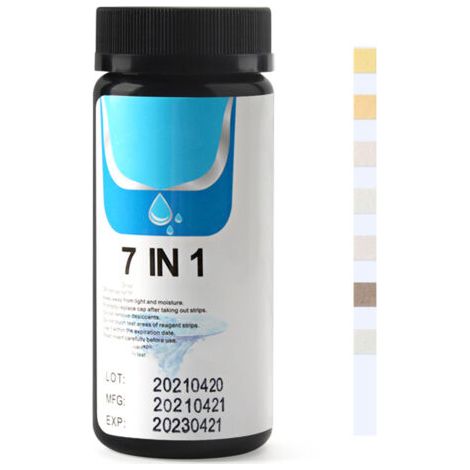 PH Test Strip 7 in 1 Total Alkali Nitrite Free Chlorine Total Chlorine Total Hardness Bromine Content Water Acid Alkaline Test Paper for Testing Water (1/5)