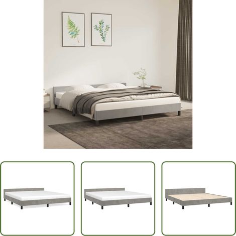 Cadre de lit - Cadre de lit sans matelas gris clair 180x200 cm velours (1/5)