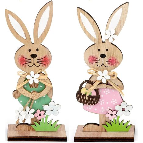 Set 2 Lapin, Bois, Base stable, Design naturel, Jardin et Maison (1/5)