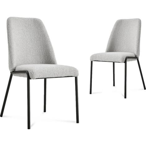 Lot de 2 chaises effet peau de mouton gris APRIL (1/5)