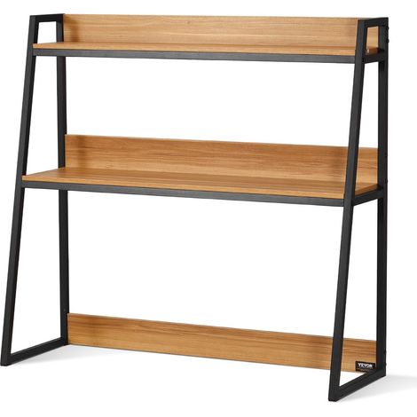 Étagère de bureau à 2 niveaux, rangement de bureau, 95 x 32 x 90 cm, étagère de rangement couleur bois, étagère de bureau avec pieds antidérapants, pour bureau, maison et chambre d'étudiant (1/5)