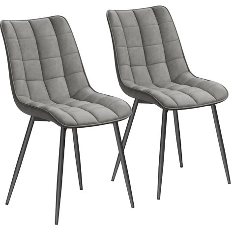 WOLTU 2Pcs dining chairs Living Room chairs Faux Leather with Padded Seat chairs Grey
