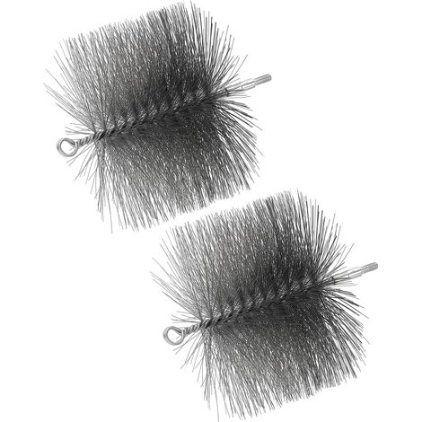 2 Pcs 6" Brosse De Nettoyage De Cheminée En Fil Métallique Argent (1/5)