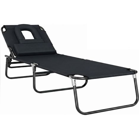 Transat pliant jardin chaise longue bain de soleil noire lecture détente extérieur (1/5)