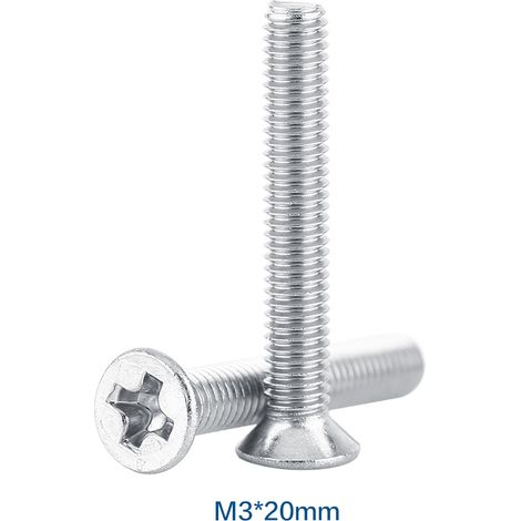 100pcs Bag Flat Head Stainless Steel SS304 Machine Countersunk Thread Screw Bolt Fastener M320