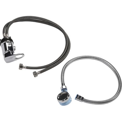 Kit de douchette pour bac à shampoing avec robinet de 70 cm, flexible souple de 70 cm et douchette bleue (taille M). (1/5)