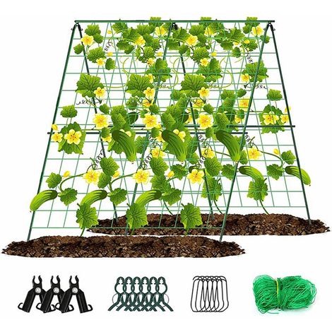 Tuteur pour plantes grimpantes, idéal pour soutenir la croissance des légumes de jardin, tuteur pliable en forme de A pour concombres, treillis de jardin (1/5)