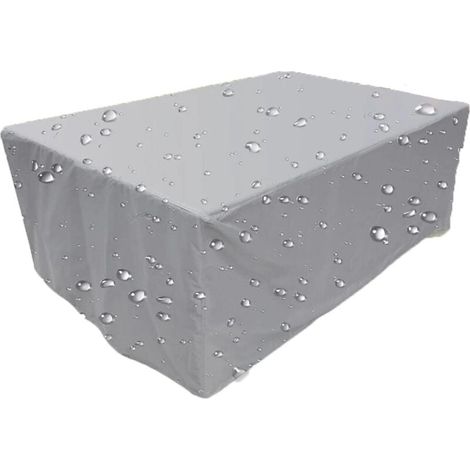 Housse de table jardin Oxford imperméable coupe-vent résistant aux UV et déchirures couleur 160x100x70cm 420D tissu argent (1/4)