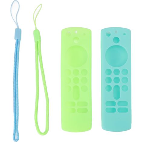 2 pièces Housse de Protection pour Télécommande Anti-dérapante et Antichoc avec Dragonne pour Télécommande Vocale 3ᵉ Génération, Vert Lumineux et Bleu Glace (1/5)