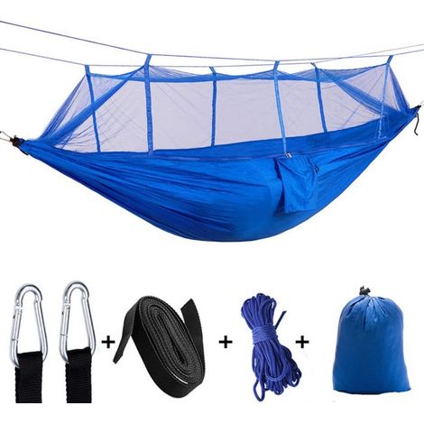 Camping-Hängematte, tragbare Hängematte mit Moskitonetz, Hängematte für 2 Personen, leichte Hängematte für Outdoor-Rucksacktouren, 260 x 130 cm