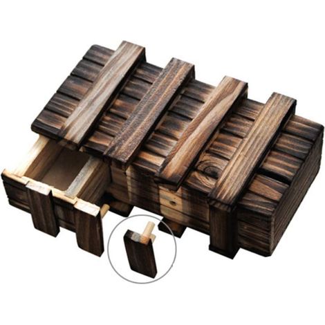 Coffret en bois casse-tête avec compartiment secret, jeu de réflexion anti-stress pour adultes (1/5)