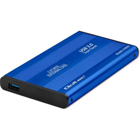 Case in alluminio Qoltec HDD SSD 2,5" SATA3 USB 3.0 Blu (1/5)