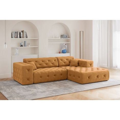 Ecksofa Designersofa CHANTAL in Stoff Moly Orange Ottomane Rechts (1/5)