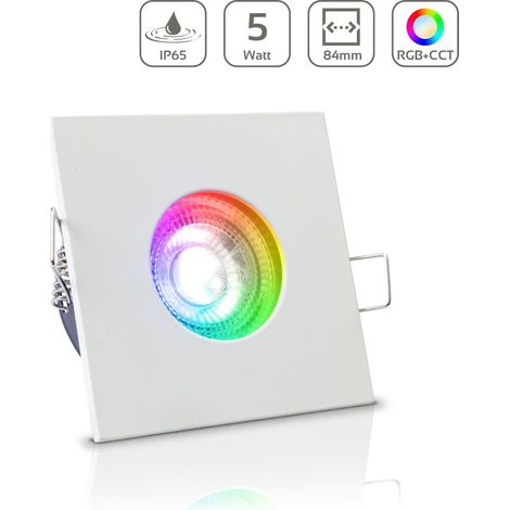 Einbauspot IP65 eckig - Farbe: Weiß - LED Leuchtmittel: GU10 5W RGB+CCT (1/5)