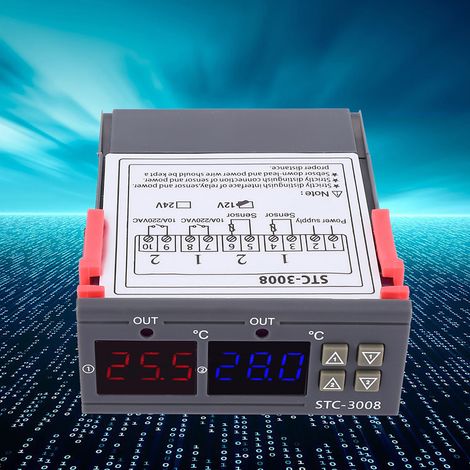 Thermostat Numérique Intelligent avec Contrôle de Température Réglable et Double Capteur NTC (12V) (1/5)