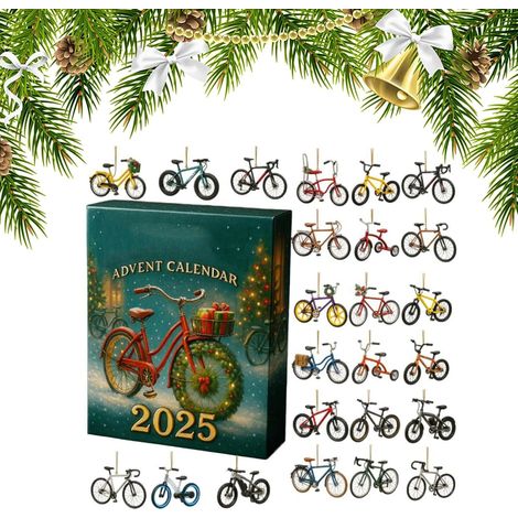 Calendrier de l'Avent Calendrier festif de 24 jours en forme de vélo, en acrylique 2D Idéal pour les fêtes, les vacances, les hommes, les familles, les adultes et les femmes (1/5)