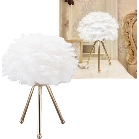Lampe de Table Plume Lampe de Chevet pour Salon Chambre Décoration de Maison Abat-jour Plume Blanche Nuage Cadeau Saint Valentin Anniversaire Cadeau,blanc Lampe de bureau (1/5)