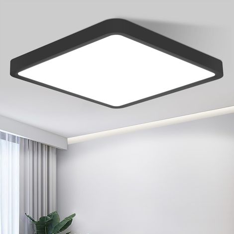 GBLY Lámpara plafónica LED plana - 23 cm Lámpara de baño de 18 W Lámpara de pasillo Iluminación de techo para habitación Lámpara de cocina cuadrada para techo de baño, cocina y pasillo - 6500K, Negra (1/5)