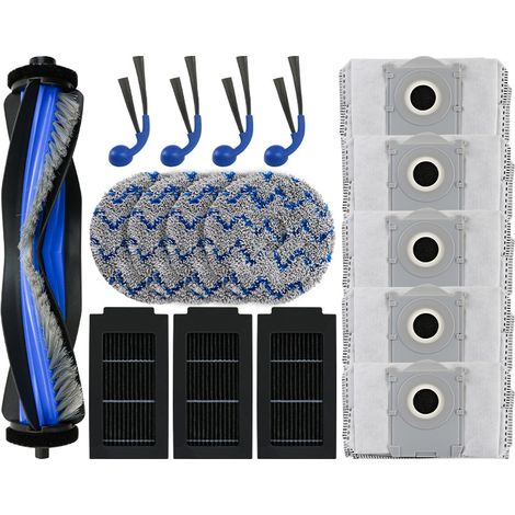 17 accesorios - Aspiradora robot Ecovacs Deebot T30C Omni - T30C - T50S - N50 - 1 cepillo principal - 4 paños de limpieza - 3 filtros - 5 bolsas para el polvo - 1 m (1/2)