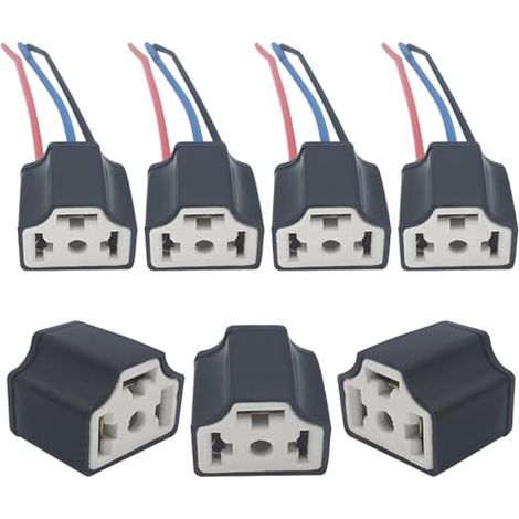 H4 LED Connecteur, Céramique Prise Femelle pour Connecteur de Phare Noir, 4pièces Auto Phare Adaptateur, 12V-24V 3 Fils Phare Voiture Prise (1/4)