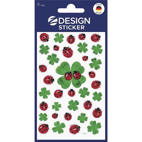 Sticker 4362 Marienkäfer und Kleeblätter 3 Bogen