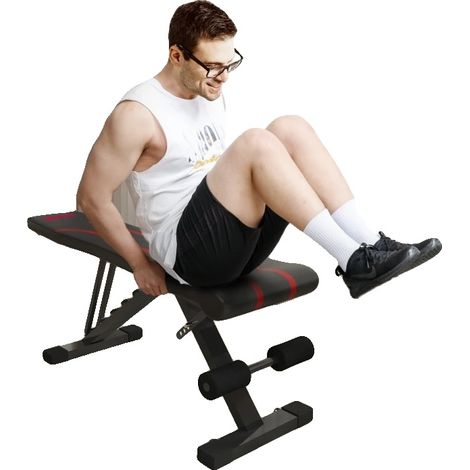 Banco de entrenamiento, respaldo de 6 niveles, asiento de 4 niveles, estructura de acero resistente, capacidad de 250 kg, cojín acolchado grueso. (1/5)
