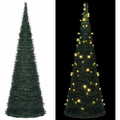 Sapin de Noël artificiel pré-éclairé avec guirlandes vert-Décoration de Fête pour Noël 180cm 151102 (1/5)