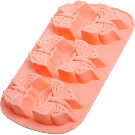 Set aus 2 Silikonformen mit je 6 Mulden in Herz- und Schmetterlingsform, Dekorationswerkzeuge für Schokolade, Bonbons, Seife und Schokolade (1/4)