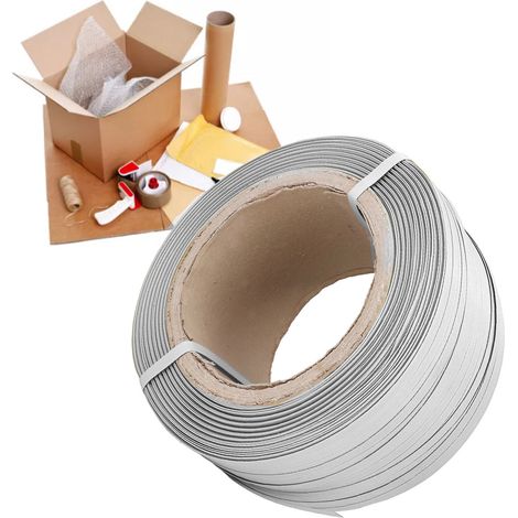 1 Rolle mit 500 m hochwertigem Umreifungsband Nr. 1, Kunststoffumreifungsband, PP-Umreifungsband, Bindeband, halbautomatisches Umreifungsband, weiß (1/5)