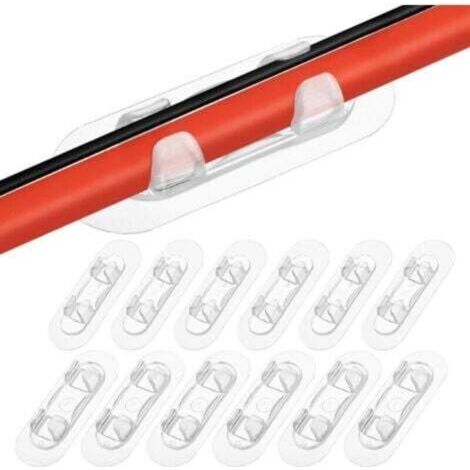 Clips adhésifs câbles - 20 pcs (10 grands + 10 petits) transparents forte adhésion sans perçage (1/4)