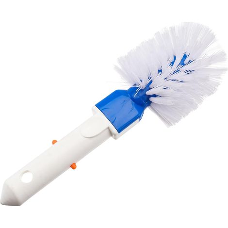 Brosse de nettoyage de piscine manuelle en nylon avec poignée pratique, adaptée aux coins de piscine et aux échelles, idéale pour le nettoyage estival. (1/5)