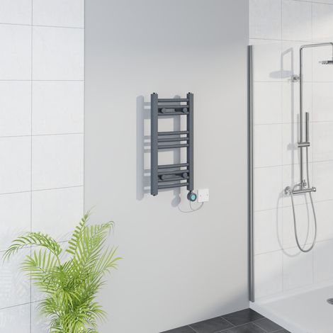 WiFi Thermostatic Curved Towel Rail Timer Anthracite 600x300mm