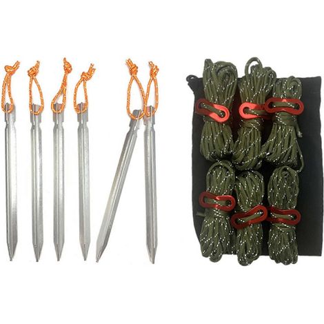 Zeltseil, Heringe und reflektierende Schlaufen, Outdoor-Camping-Set mit Aufbewahrungstasche (1/5)