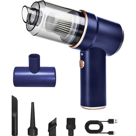 Aspirateur de voiture miniature 3 en 1 avec une forte puissance d'aspiration (4000 Pa), un puissant moteur sans balais, sans fil, modèle de luxe