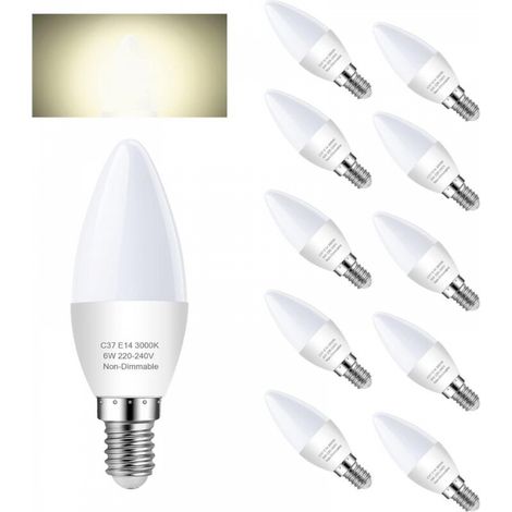 Ampoule E14 LED C37 5.5W, Blanc Chaud 2700K, équivalent Ampoule Incandescente 60W, 600lm Ampoule , Angle du faisceau 270°, CRI>80, Non Dimmable, Lot de 12 (1/5)