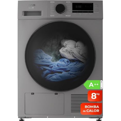 EVVO Secadora De Ropa 8kg S8 - Secadora Bomba Calor Con Sensor de Humedad y 16 Programas, Antiarrugas, Airfresh, Aire Frío, Luz (1/5)