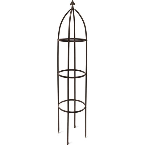 Tutor de jardín obelisco decorativo para plantas trepadoras 190 x 35 cm de metal marrón 130004152 (1/5)