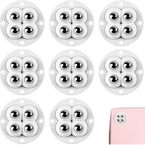 8 Pièces Mini Roulette Rotation à 360° Roulettes pour Meubles Avec 4 Billes D'acier Furniture Casters Conception Auto-adhésive S'applique à Petits (1/5)