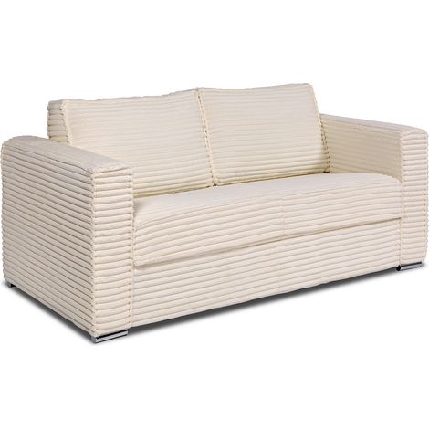 Divano letto 3 posti a ribalta Posto letto 140 cm Materasso 22 cm memory foam in Velluto a coste larghe Beige - LORETO