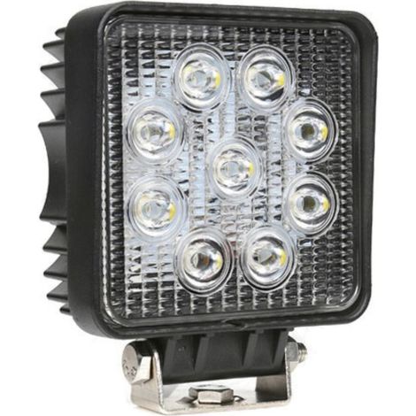 Faro da lavoro a LED quadrato 110x110 mm, 10-36V DC, 27W, 2025LM, raggio ampio/largo, 9 LED (1/5)