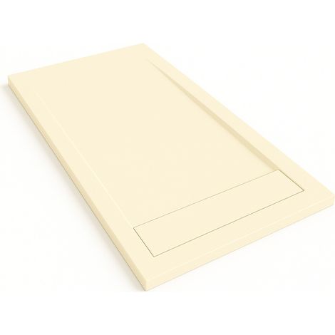 Duschwanne Bidai mit Rahmen Farbe Intensiv-Creme RAL 1015 90x110cm Abdeckung Intensiv-Creme
