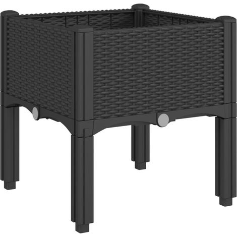 Vassoio per fioriera aiuola rialzata piante fiori terrazza giardino con piedini 40 x 40 x 42 cm PP nero 020038166