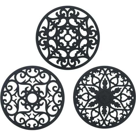 Pair Silikon-Untersetzer, 3-teiliges Set, rutschfest, hitzebeständig (250 °C), multifunktionale Löffelablage, Küchenuntersetzer, Tischset für Küche und Esszimmer