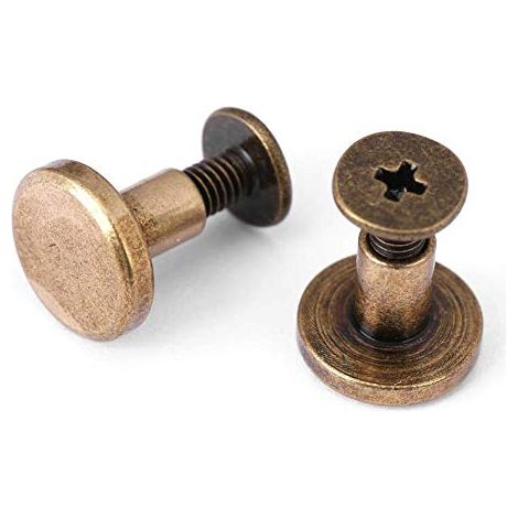Lot de 20 Ensembles en Laiton à Tête Plate Bouton, Vis Rivets Bronze à Ongles, Bricolage Cuir Artisanal Métal Rivet pour Ceinture Aangle Sac Chaussures Décoration(8mm) (1/5)