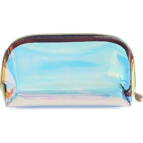 Trousse de maquillage holographique couleur arc-en-ciel,